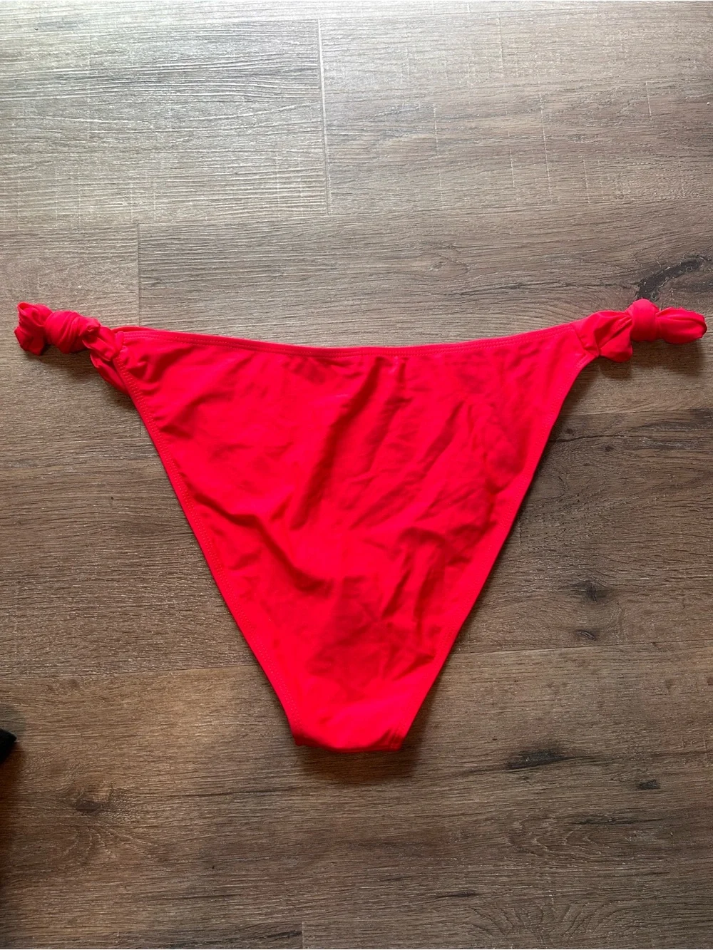 Tempt Me Bikini Bottom Womens Plus Size 14W Red Solid Side Tie Mid Rise